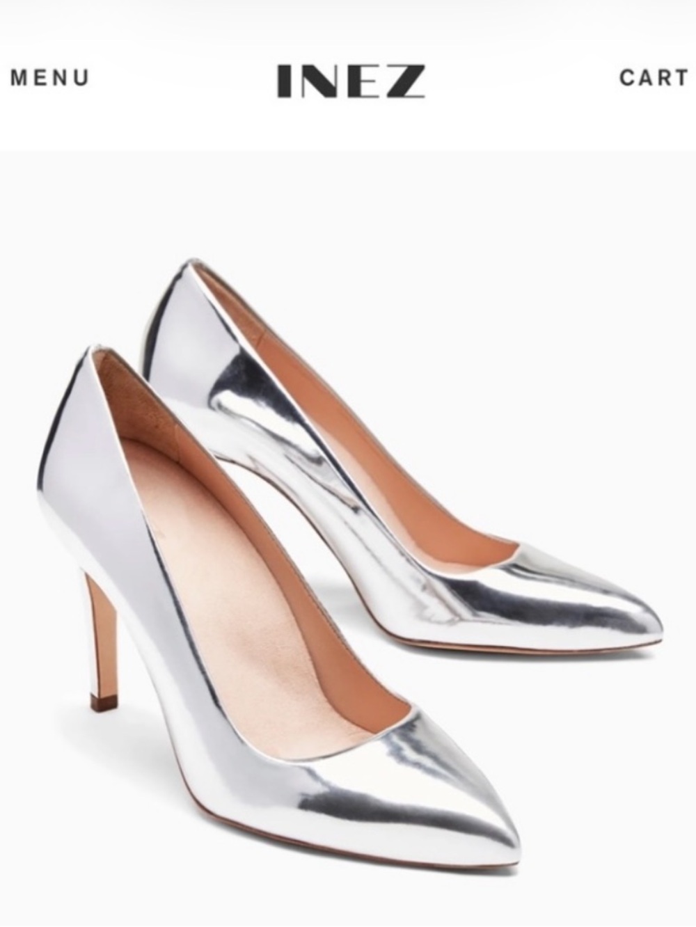 Inez Alta Metallic Silver Heels Leather Lining Size 7N Made in Spain